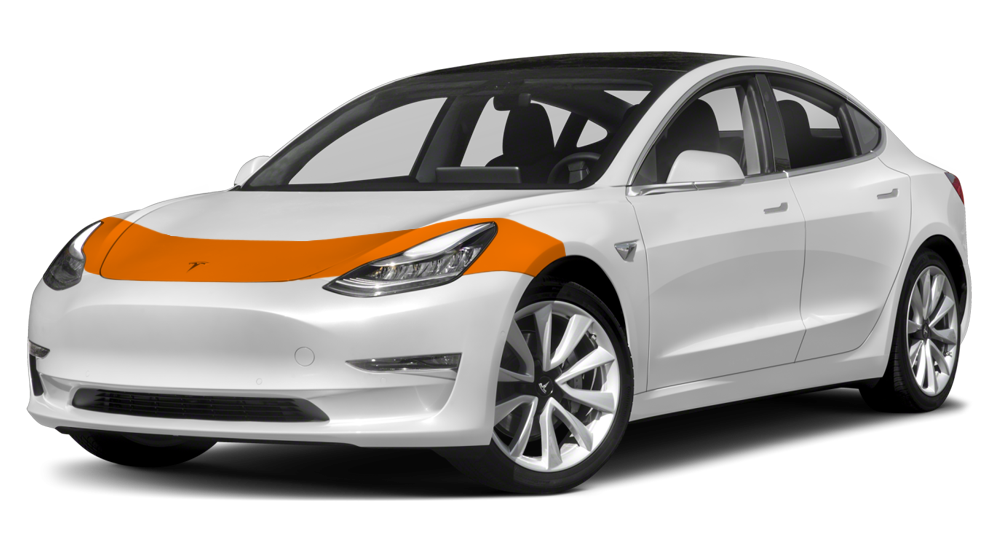 Essential Kit coverage diagram showing 18 inch partial hood and fenders